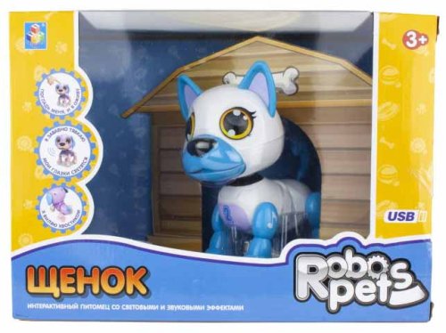 1toy Интерактивная игрушка RoboPets Щенок, со светом и звуком